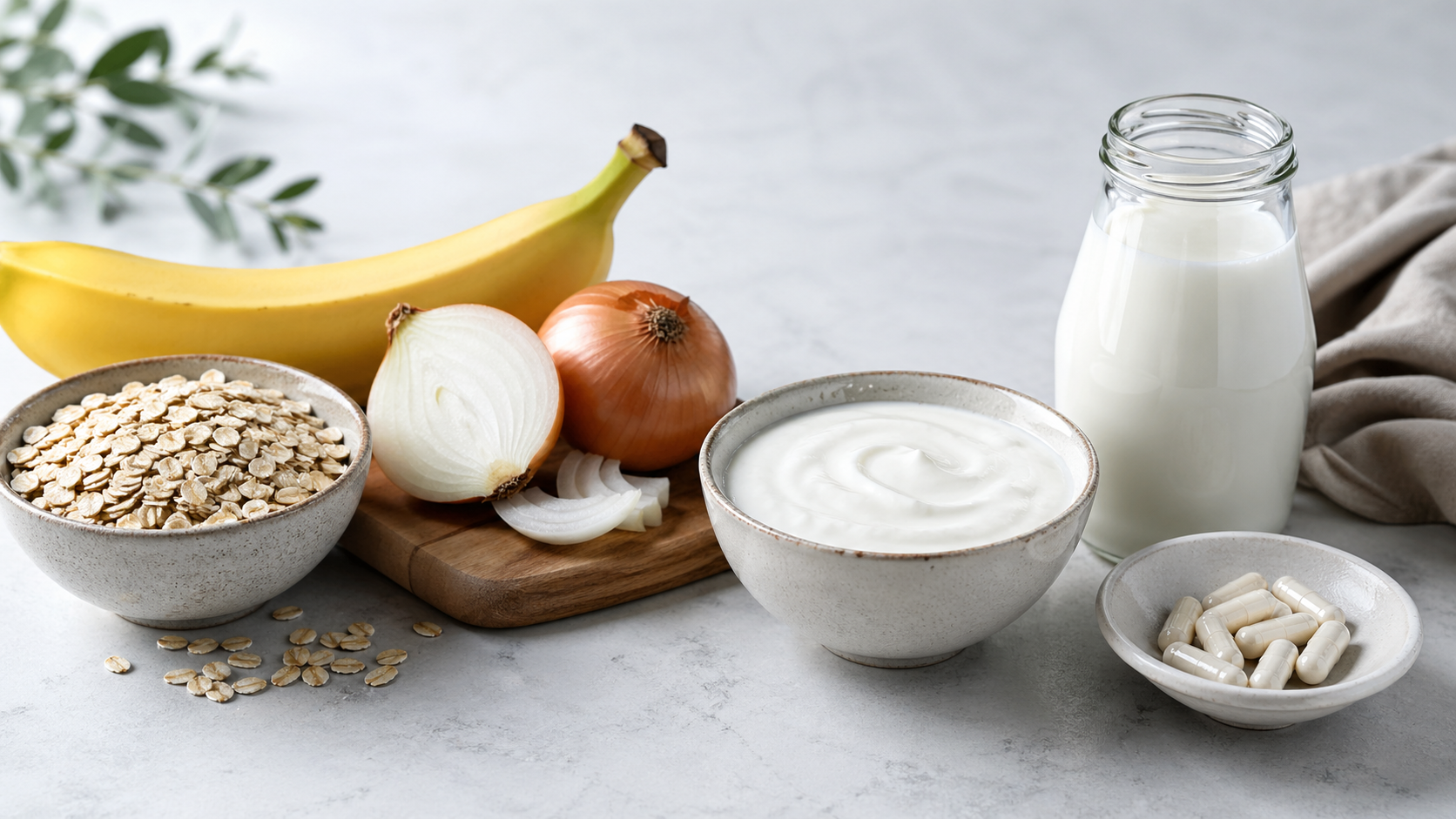 Illustration comparing prebiotics and probiotics